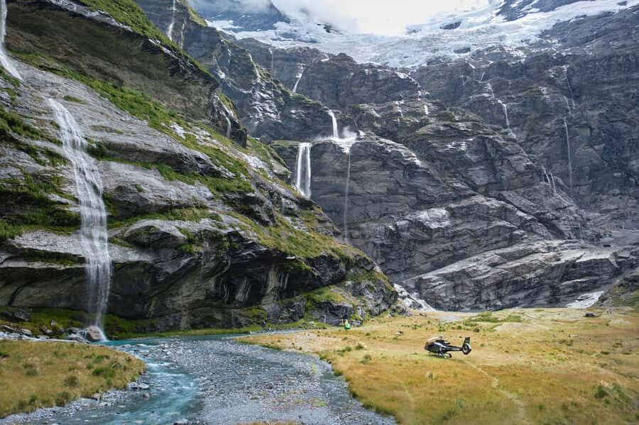 Earnslaw Burn Glacier & Waterfalls | 45 mins from Glenorchy - Earnslaw Burn valley landing: where the trip turns memorable