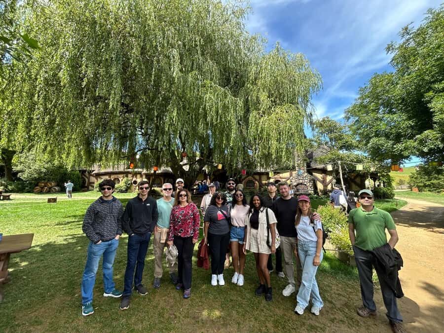 From: Auckland: Rotorua via Hobbiton Tour One Way Tour - The Rotorua approach: Tirau, Fitzgerald Glade, and geothermal vibes