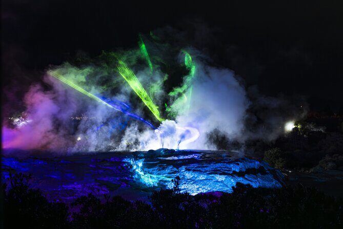 Mārama: Geyser Light Trail at Te Puia - From the festival-like entrance into the valley scenes