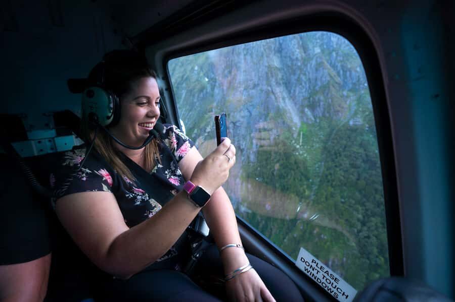 Milford Sound: Helicopter Flight with Glacier Landing - From Milford Sound Airport to Piopiotahi: the takeoff views