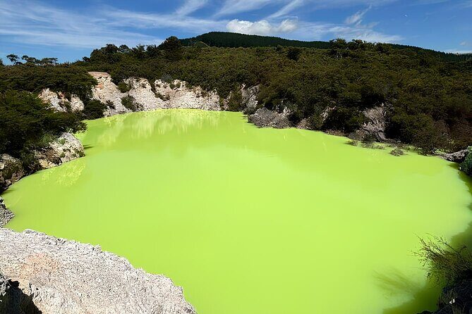 Private Tour WaiOtapu & Huka Falls & Blue springs from Auckland - Lady Knox Geyser: short viewing time, built for the moment