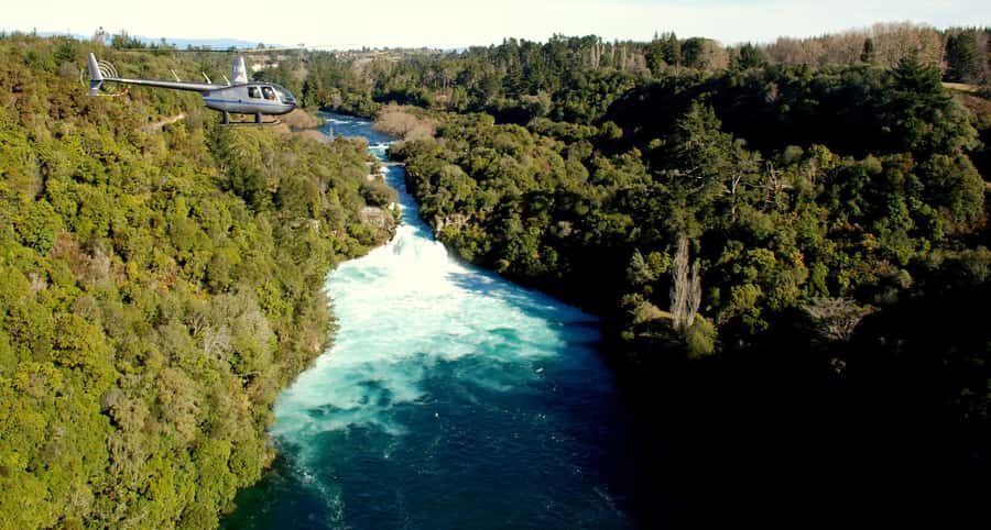 Taupo: Huka Falls Helicopter Ride - Entering the Main Event: Huka Falls and the Waikato River’s Power