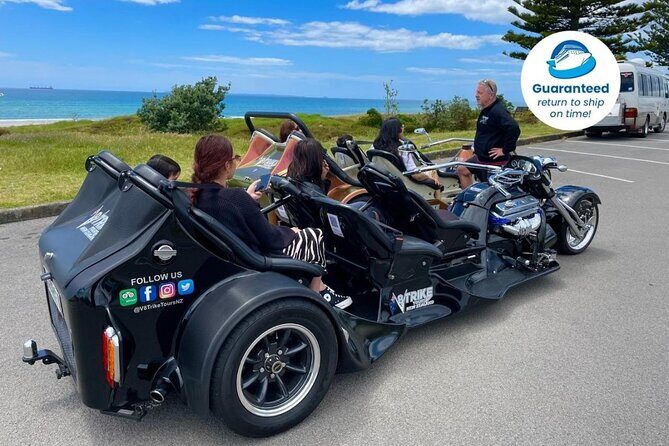 TAURANGA SHORE EXCURSION: V8 TRIKE - 1.5 hour City Sites - Route highlights: hot ocean pools, Mount Maunganui beach, and the harbour bridge