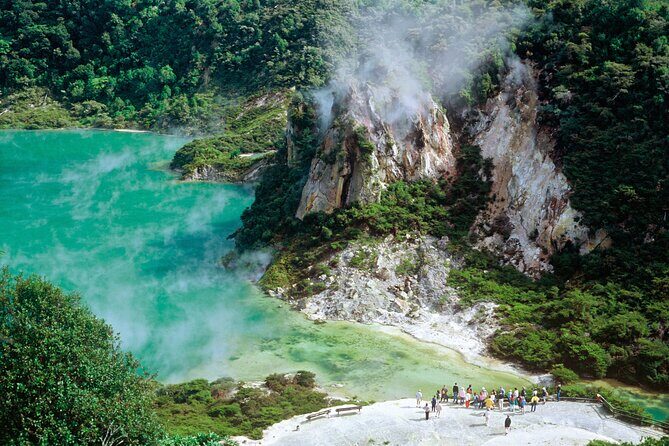 Waimangu Geothermal Valley & Lake Rotomahana Tour – 7hrs - The 7-hour flow from Tauranga: drive south, then descend to the lake