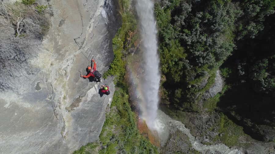 Wanaka: 6-hour Advanced Waterfall Cable Climb - From suspension bridges to a 60m waterfall behind the falls