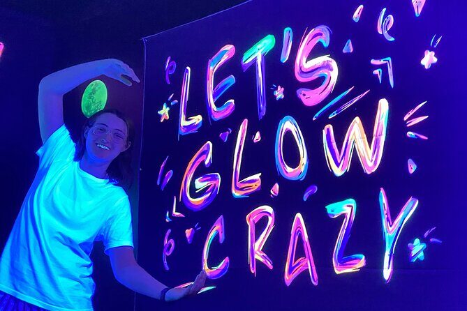 Wonderworld Rotorua - New Zealand's leading maze park - Neon Cave glow mode: fun at night lighting, but keep your footing in mind